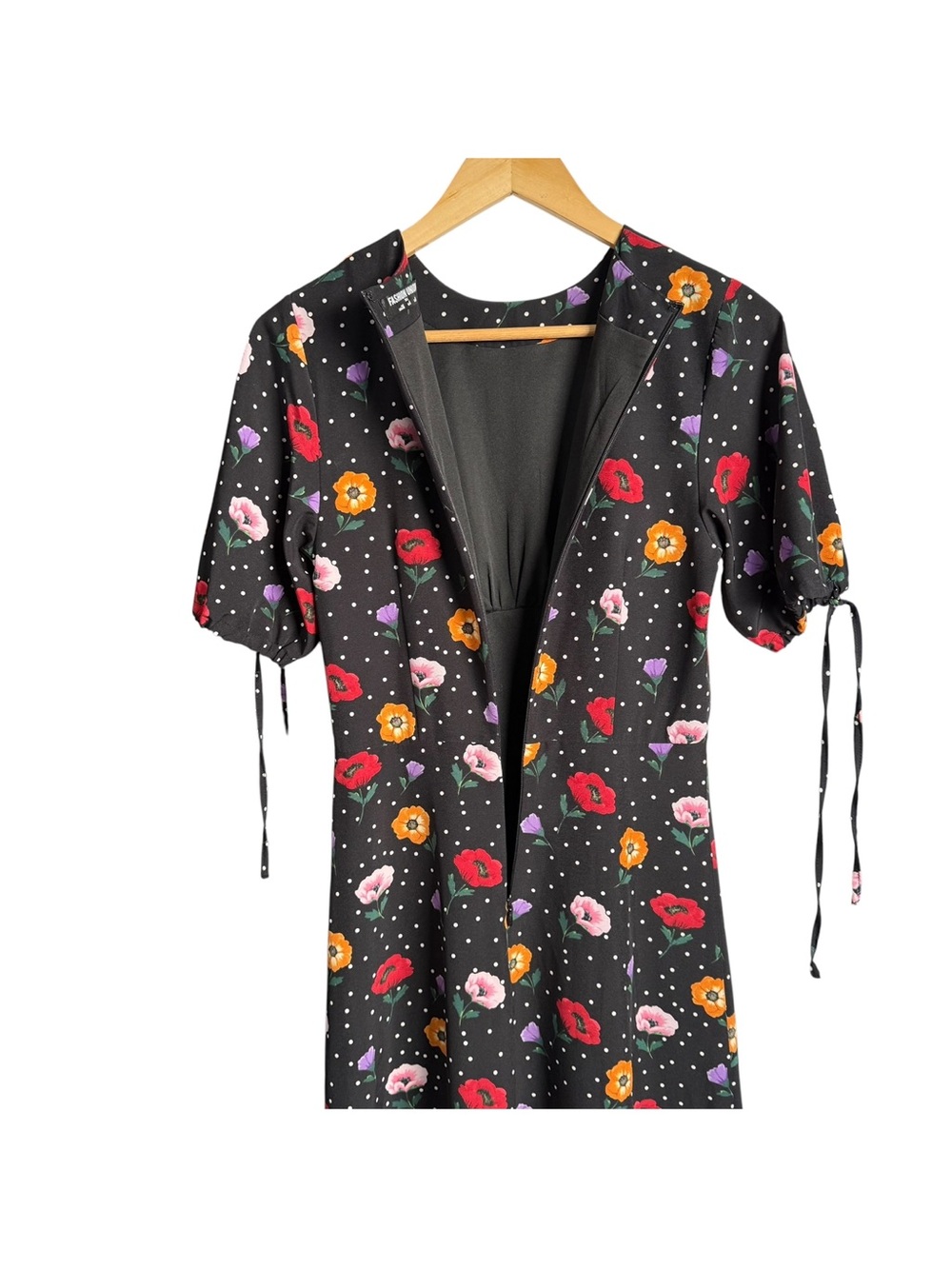 Dark Romantic Floral Polka Dot Midi Dress Size 4 Cottagecore 90’s Novelty Print - Picture 12 of 12